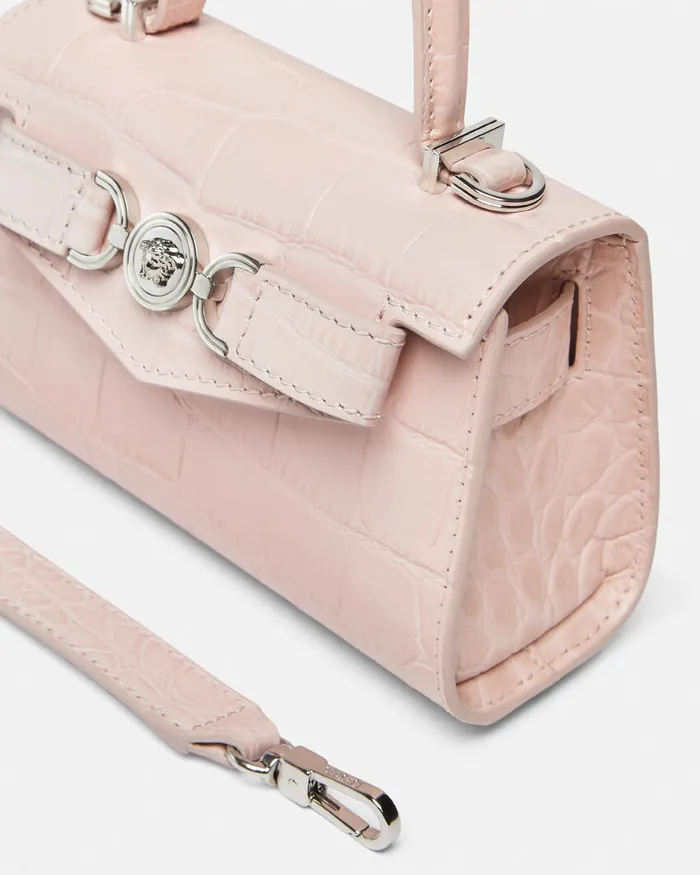 Top Handle Women Versace CrocEffect Medusa 03995 Mini Bag Light Pink