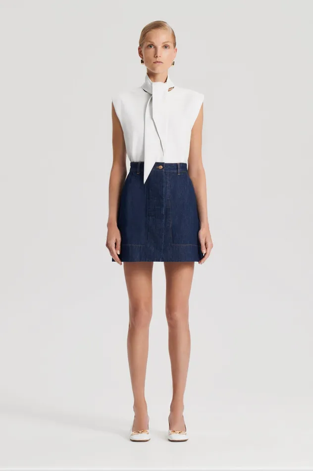 Tops LEATHER CRAVAT TOP WHITE Scanlan Theodore Women