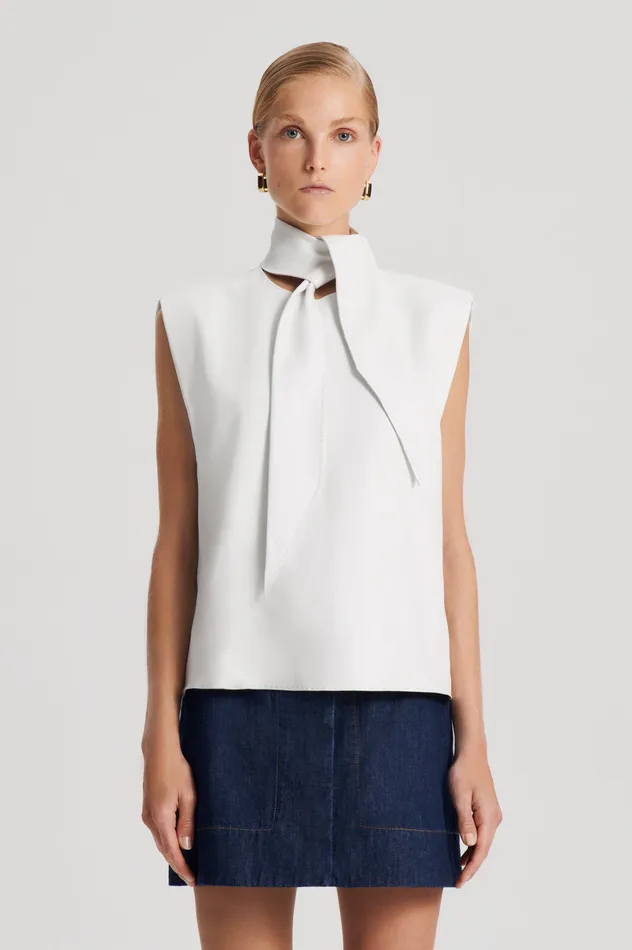 Tops LEATHER CRAVAT TOP WHITE Scanlan Theodore Women