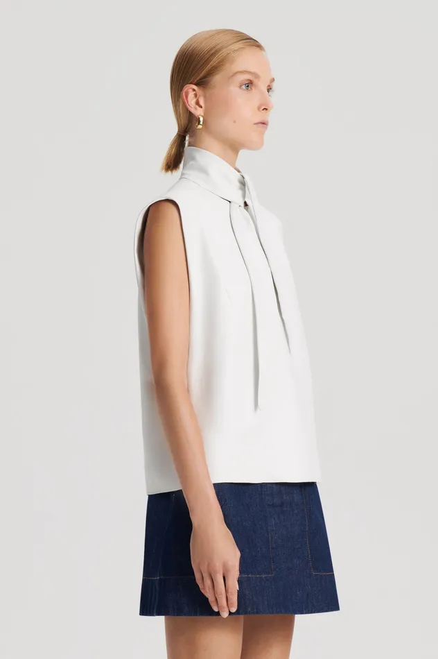 Tops LEATHER CRAVAT TOP WHITE Scanlan Theodore Women