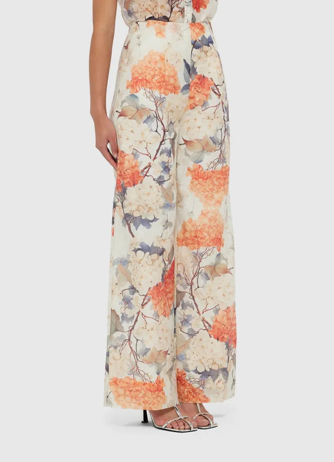 Two Piece Sets LEO LIN Women Luisa Pants 8211 Hydrangea Print in Vanilla