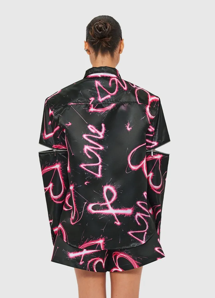 Two Piece Sets Women LEO LIN Irina Blouse 8211 Neon Heart Print
