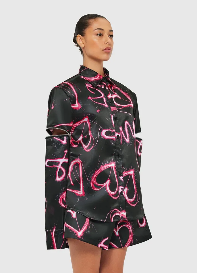 Two Piece Sets Women LEO LIN Irina Blouse 8211 Neon Heart Print