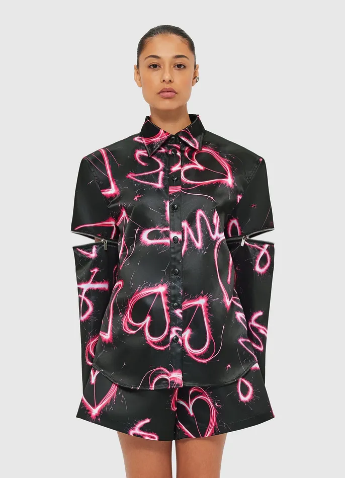 Two Piece Sets Women LEO LIN Irina Blouse 8211 Neon Heart Print