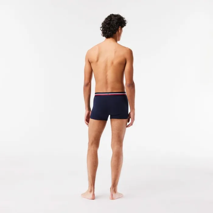 Underwear and Socks Men Lacoste Men039s 3Pack Multicolor Waist Trunks Navy Blue Grey Chine Red W34