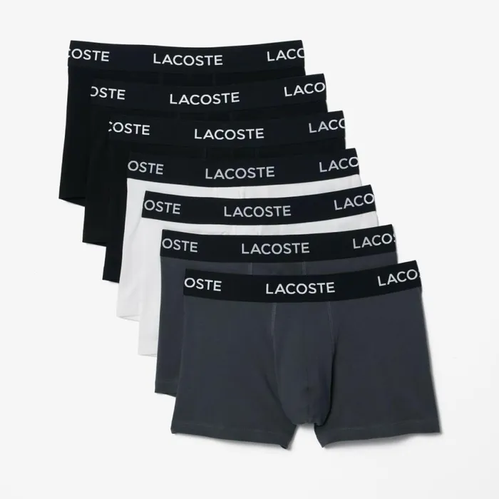 Underwear and Socks Men Lacoste Men039s 7Pack Logo Waist Trunks Black White Grey Jig Underwear and Socks Men Lacoste Men039s 7Pack Logo Waist Trunks Black White Grey Jig