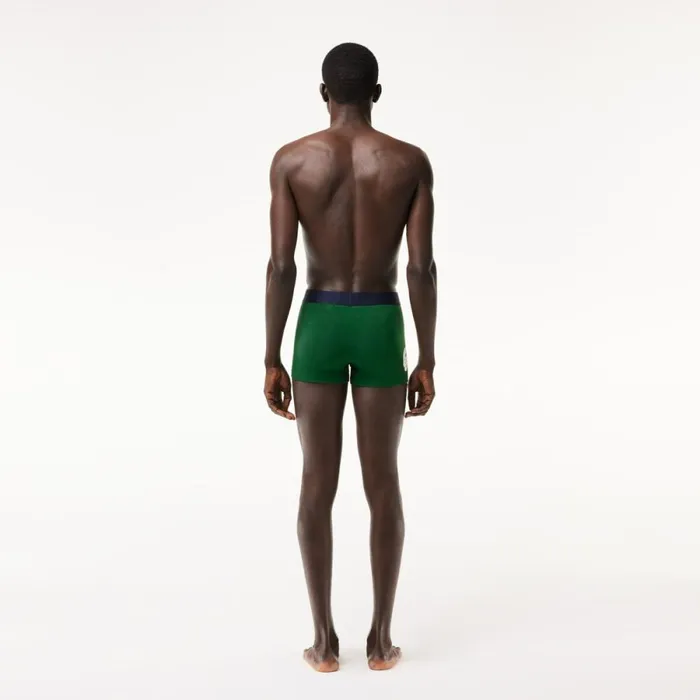 Underwear and Socks Men Lacoste Men039s Cotton Jersey Boxer Brief 3Pack Green Navy Blue White P52