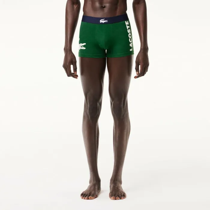 Underwear and Socks Men Lacoste Men039s Cotton Jersey Boxer Brief 3Pack Green Navy Blue White P52