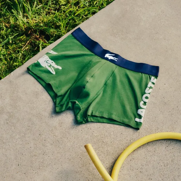 Underwear and Socks Men Lacoste Men039s Cotton Jersey Boxer Brief 3Pack Green Navy Blue White P52