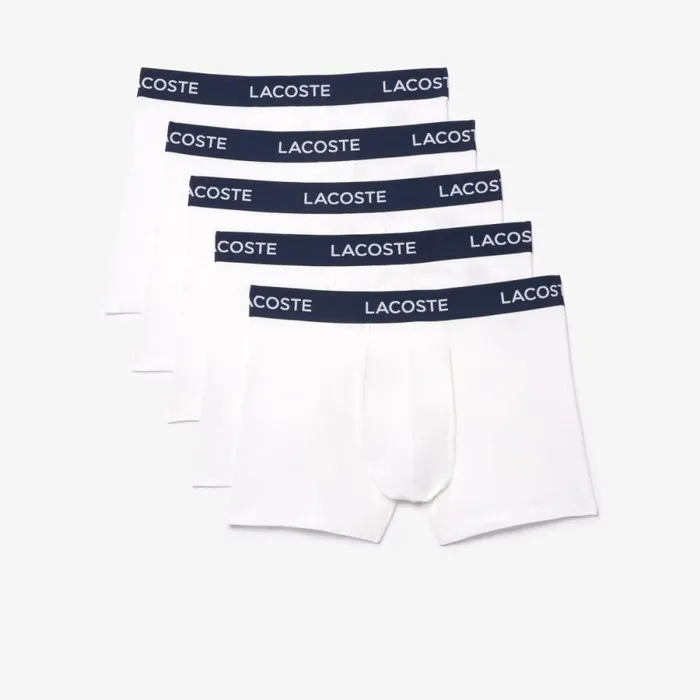Underwear and Socks Men Lacoste Mens 5Pack Logo Waist Boxers White 001