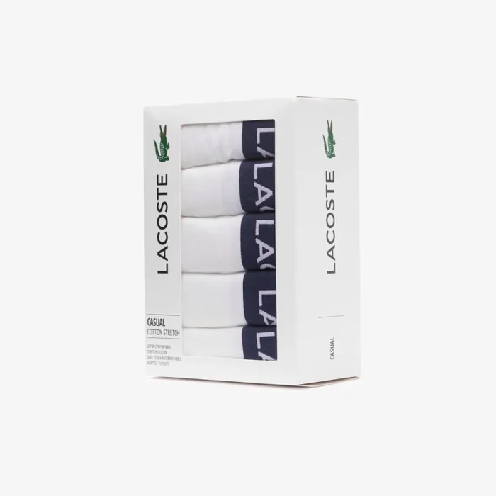 Underwear and Socks Men Lacoste Mens 5Pack Logo Waist Boxers White 001