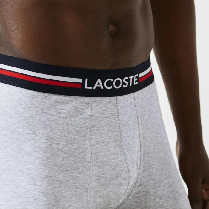 Underwear and Socks Men Lacoste Mens Long Cotton Boxer Brief 3Pack Navy Blue Grey Chine Red W34
