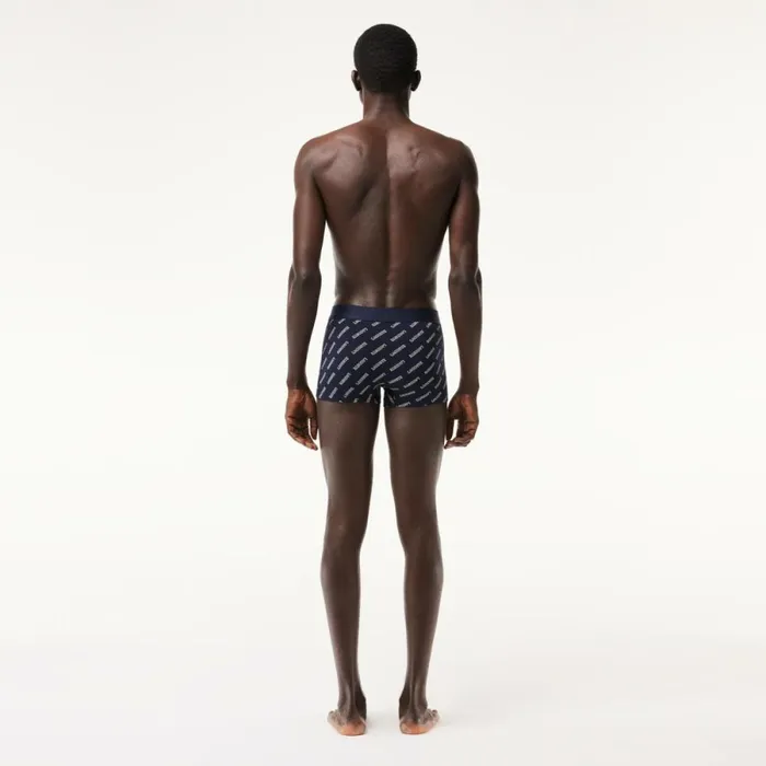 Underwear and Socks Men Lacoste Mens Stretch Cotton Trunk 3Pack Navy Blue White Grey Chine Navy Blue Bck