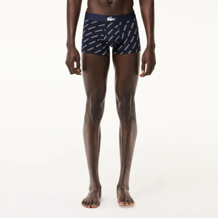 Underwear and Socks Men Lacoste Mens Stretch Cotton Trunk 3Pack Navy Blue White Grey Chine Navy Blue Bck