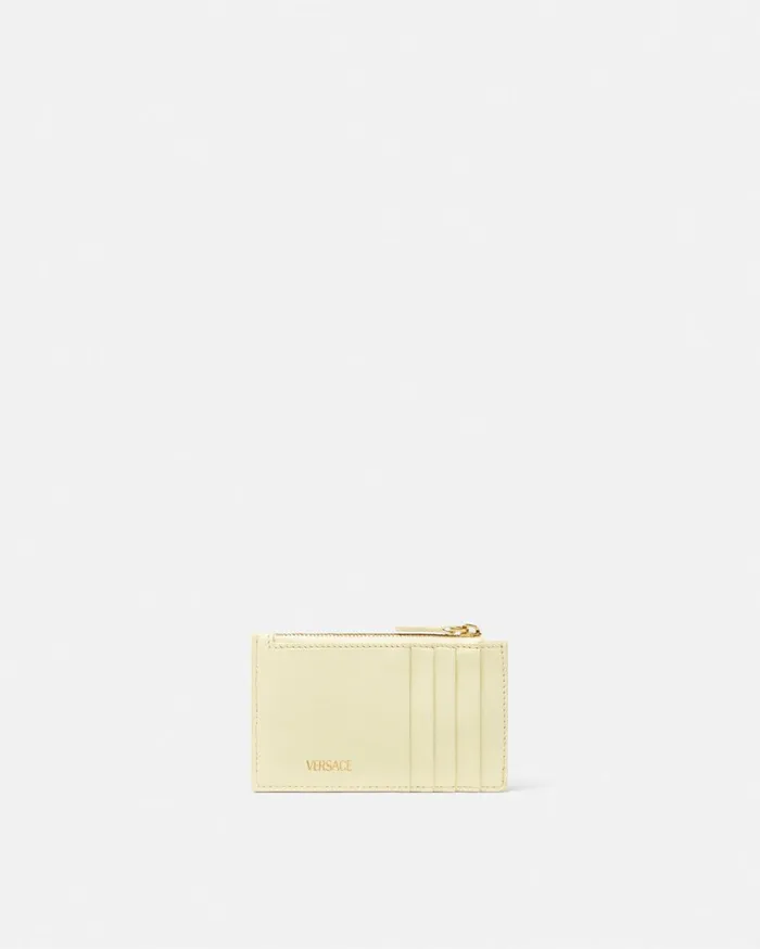 Wallets Women Versace Medusa 03995 Quilted Zip Card Holder Yellow