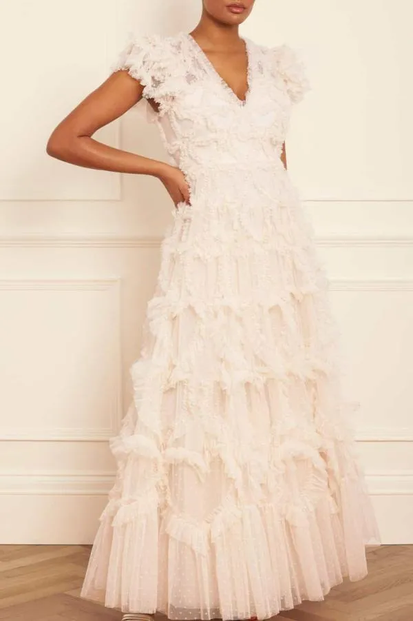 WeddingKIDSWomen Needle and Thread Amorette VNeck Gown Champagne