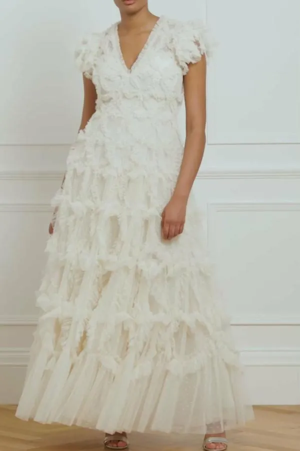 WeddingKIDSWomen Needle and Thread Amorette VNeck Gown Champagne