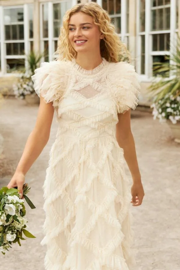 WeddingKIDSWomen Needle and Thread Genevieve Ruffle Gown Champagne