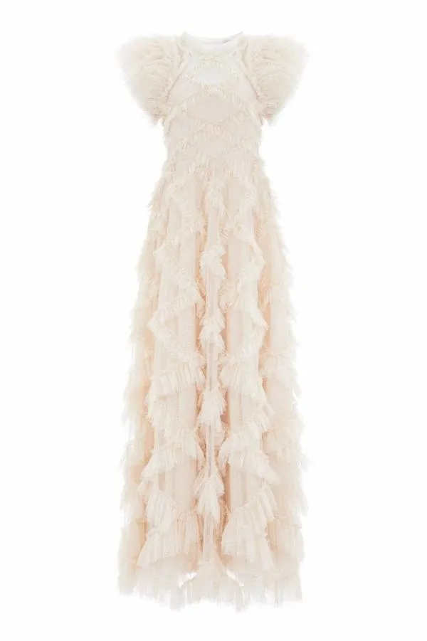 WeddingKIDSWomen Needle and Thread Genevieve Ruffle Gown Champagne WeddingKIDSWomen Needle and Thread Genevieve Ruffle Gown Champagne