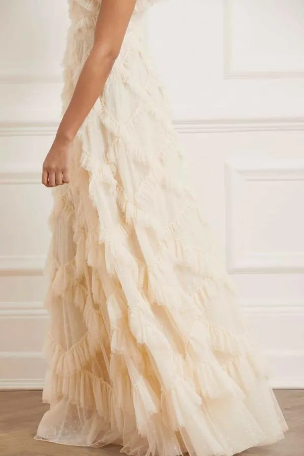 WeddingKIDSWomen Needle and Thread Genevieve Ruffle Gown Champagne WeddingKIDSWomen Needle and Thread Genevieve Ruffle Gown Champagne