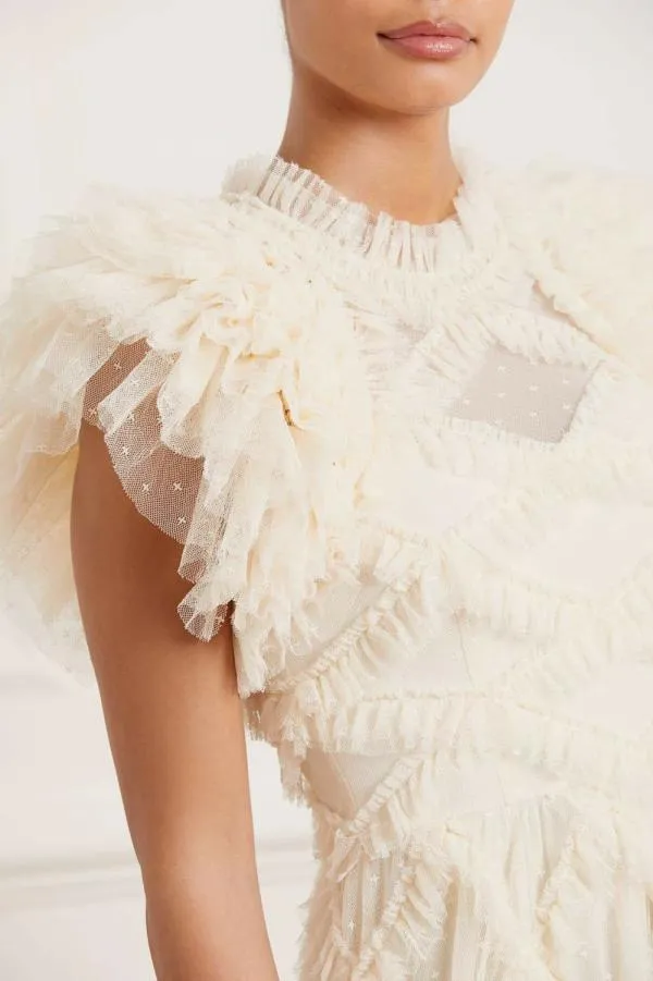 WeddingKIDSWomen Needle and Thread Genevieve Ruffle Gown Champagne WeddingKIDSWomen Needle and Thread Genevieve Ruffle Gown Champagne