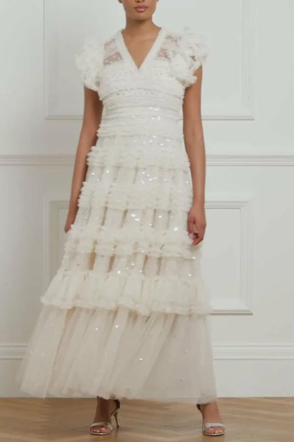 WeddingKIDSWomen Needle and Thread Vivian VNeck Gown Champagne WeddingKIDSWomen Needle and Thread Vivian VNeck Gown Champagne