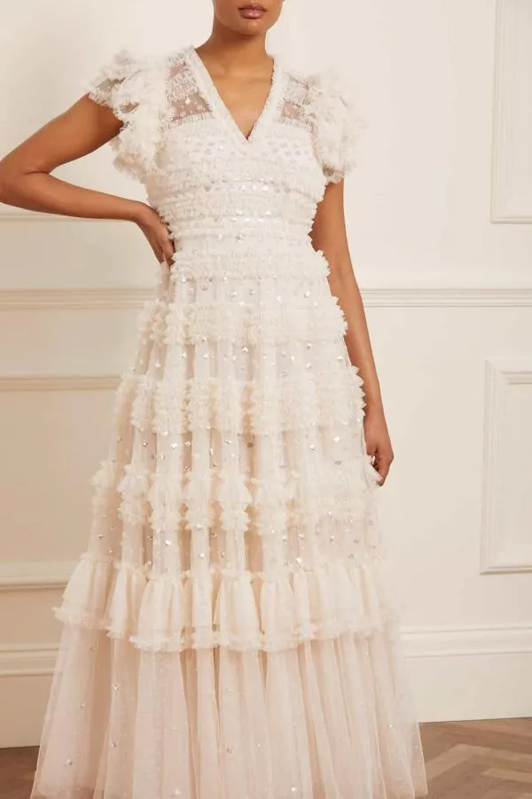 WeddingKIDSWomen Needle and Thread Vivian VNeck Gown Champagne WeddingKIDSWomen Needle and Thread Vivian VNeck Gown Champagne
