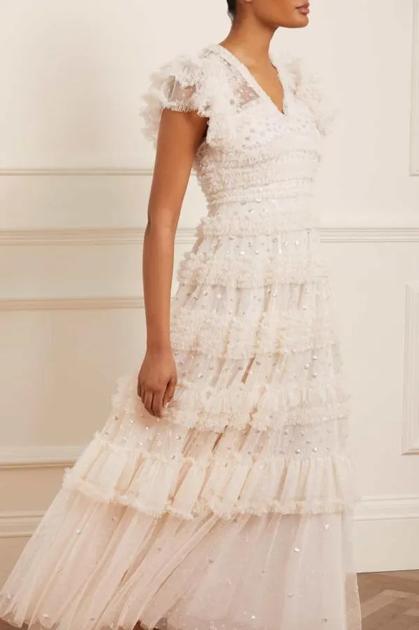 WeddingKIDSWomen Needle and Thread Vivian VNeck Gown Champagne WeddingKIDSWomen Needle and Thread Vivian VNeck Gown Champagne