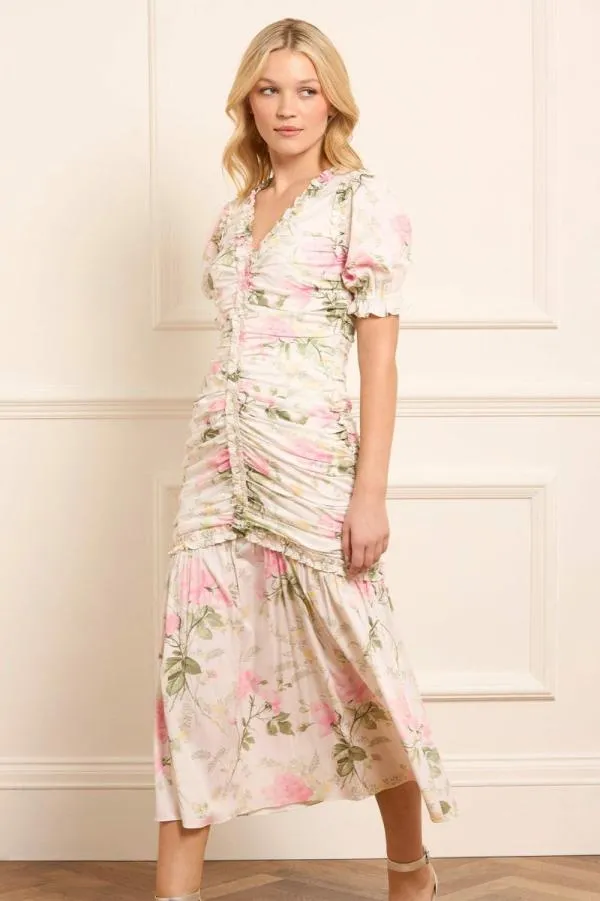 WeddingWomen Needle and Thread Rose Ellen Crepe Short Sleeve Ballerina Dress Multi