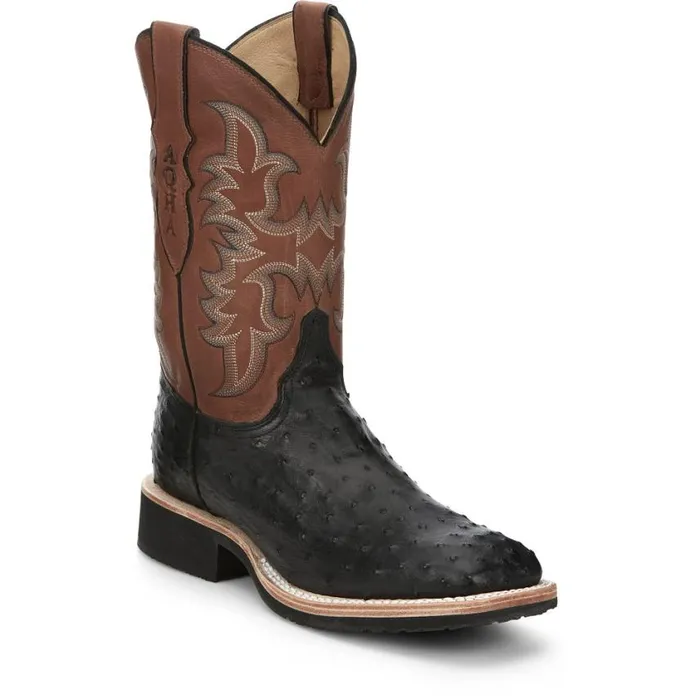Western Men Justin Boots Drover 11034 PullOn Western Boot Black