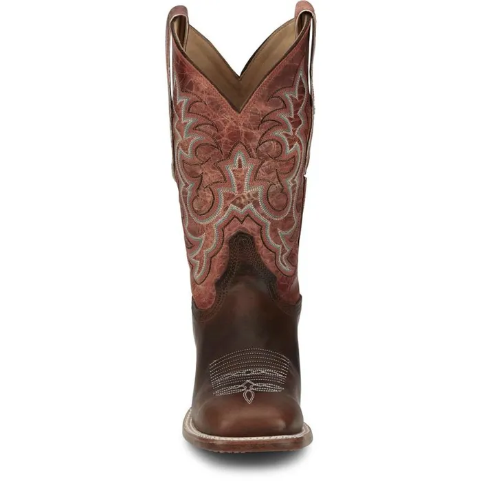 Western Women Justin Boots Dusty 11034 PullOn Western Boot Brown