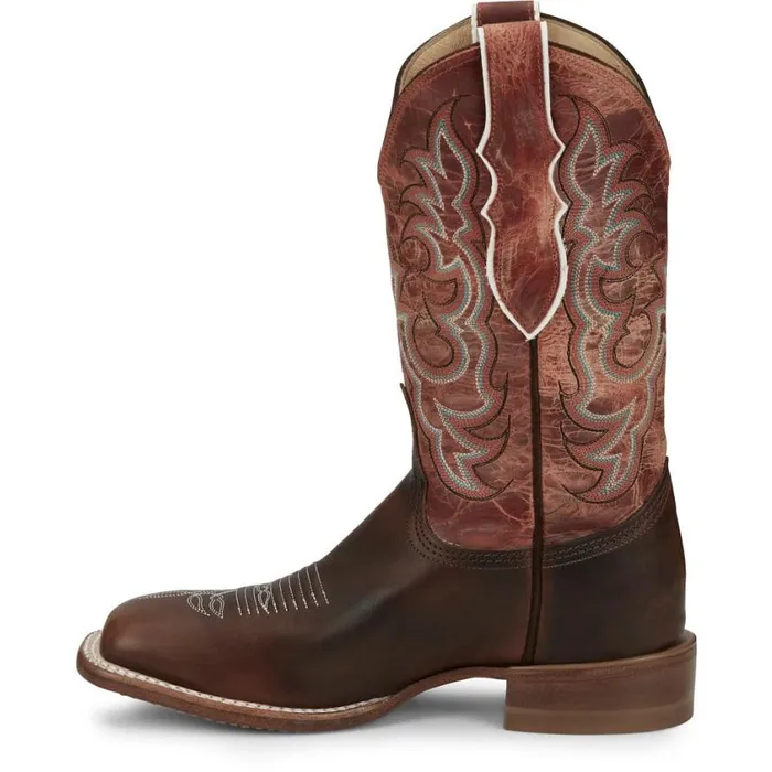 Western Women Justin Boots Dusty 11034 PullOn Western Boot Brown