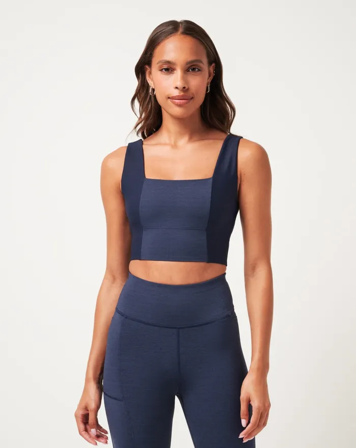 Women Active Tops TravisMathew MOVEKNIT SPORT TOP Heather Navy Blazer