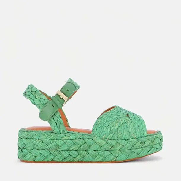 Women AIDA Green Raffia Clergerie Sandals