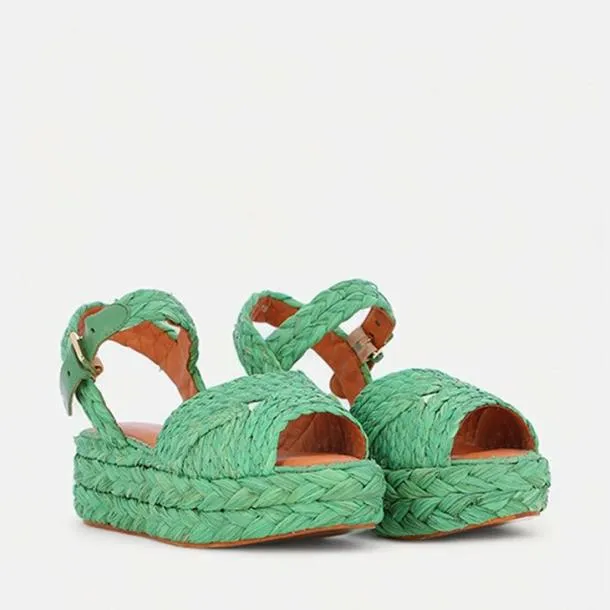 Women AIDA Green Raffia Clergerie Sandals