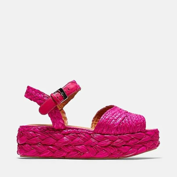 Women AIDA Hibiscus Pink Straw And Clergerie Sandals
