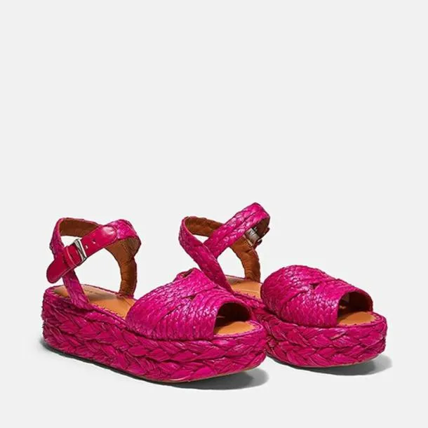 Women AIDA Hibiscus Pink Straw And Clergerie Sandals