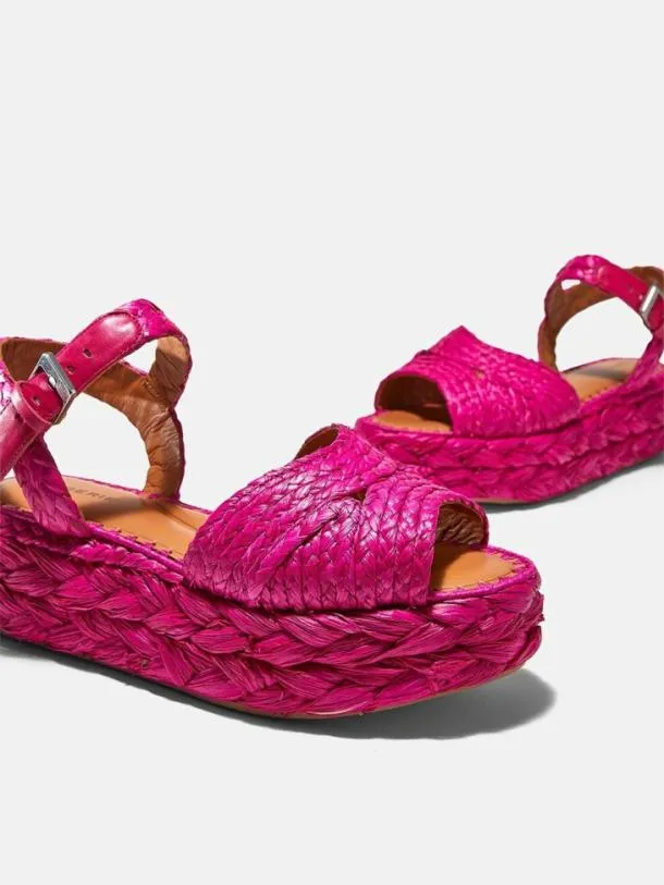 Women AIDA Hibiscus Pink Straw And Clergerie Sandals