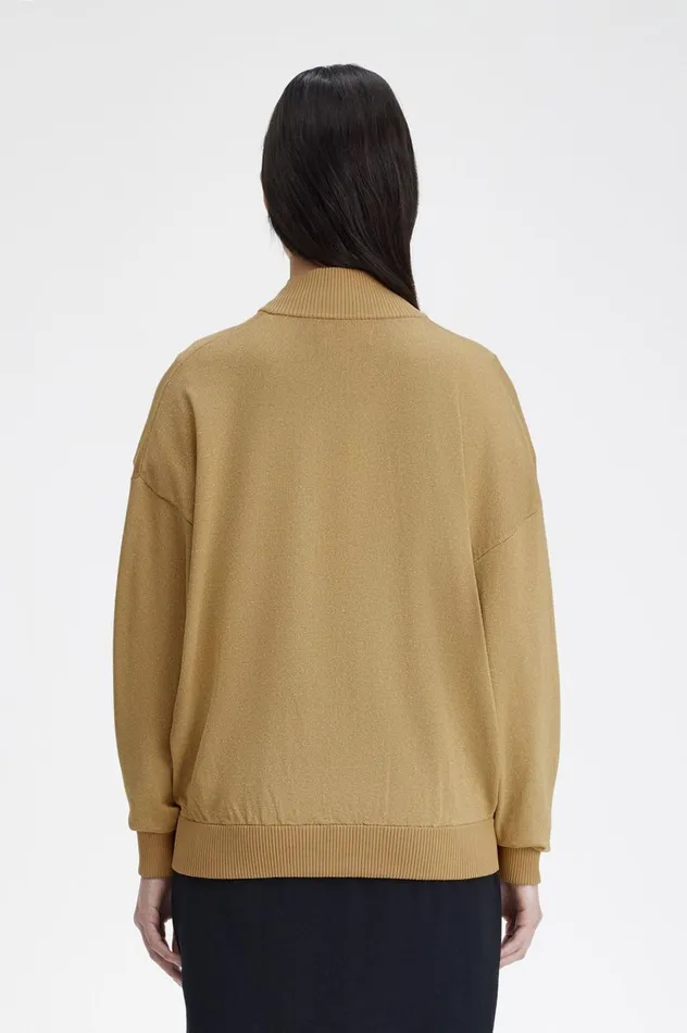 Women Amy Winehouse FoundationMetallic Knitted Bomber Jacket 1964 Gold Fred Perry Coats and Jackets