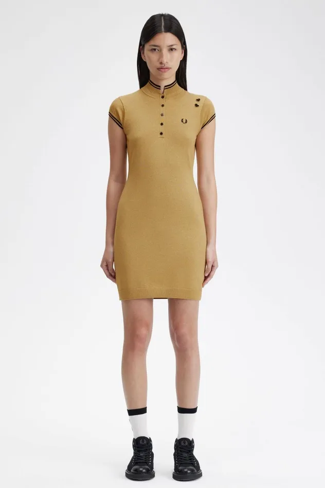 Women Amy Winehouse FoundationMetallic Knitted Dress 1964 Gold Fred Perry Dresses Women Amy Winehouse FoundationMetallic Knitted Dress 1964 Gold Fred Perry Dresses
