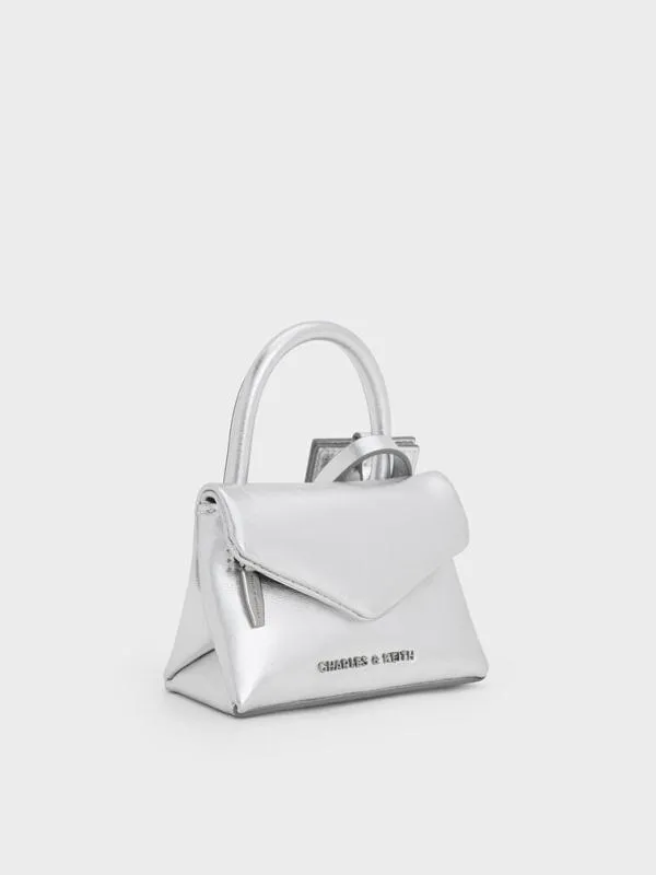 Women Andromeda Metallic Micro Bag Charm 8211 Silver CHARLES and KEITH Mini Bags
