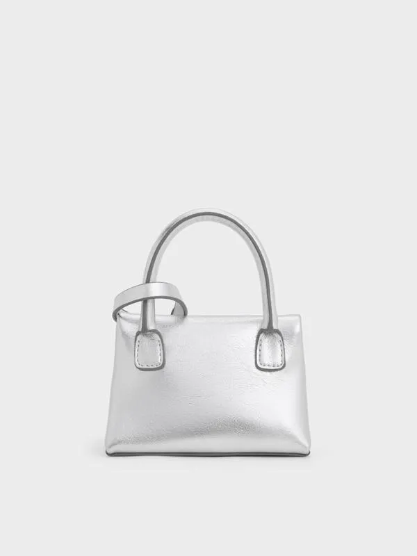 Women Andromeda Metallic Micro Bag Charm 8211 Silver CHARLES and KEITH Mini Bags