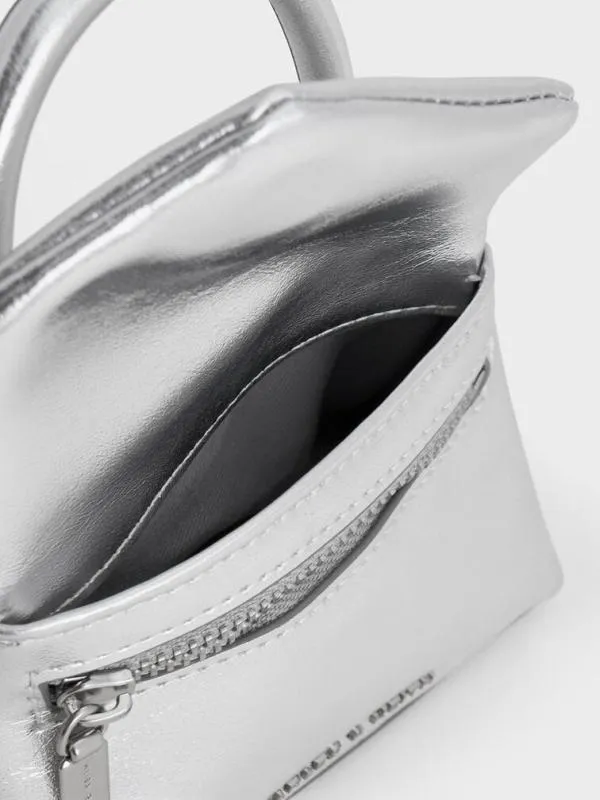 Women Andromeda Metallic Micro Bag Charm 8211 Silver CHARLES and KEITH Mini Bags