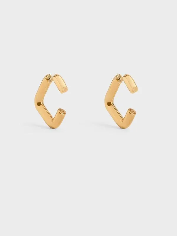 Women Angular Hoop Earrings 8211 Gold CHARLES and KEITH Earrings
