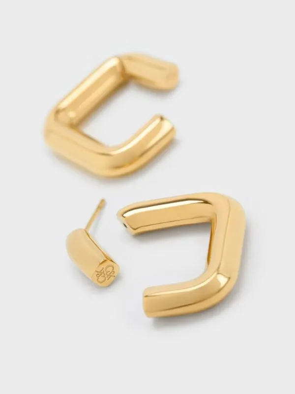 Women Angular Hoop Earrings 8211 Gold CHARLES and KEITH Earrings Women Angular Hoop Earrings 8211 Gold CHARLES and KEITH Earrings