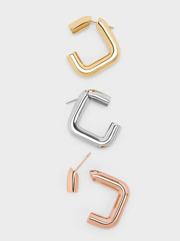 Women Angular Hoop Earrings 8211 Gold CHARLES and KEITH Earrings Women Angular Hoop Earrings 8211 Gold CHARLES and KEITH Earrings