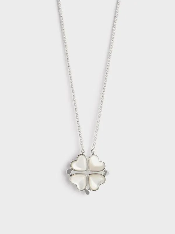 Women Annalise Clover Heart Necklace 8211 Silver CHARLES and KEITH Necklaces
