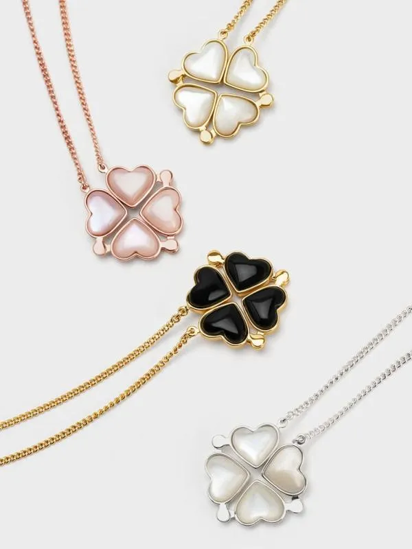 Women Annalise Clover Heart Necklace 8211 Silver CHARLES and KEITH Necklaces Women Annalise Clover Heart Necklace 8211 Silver CHARLES and KEITH Necklaces