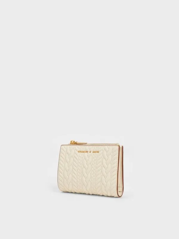 Women Apolline Textured TopZip Wallet 8211 Cream CHARLES and KEITH Small Wallets