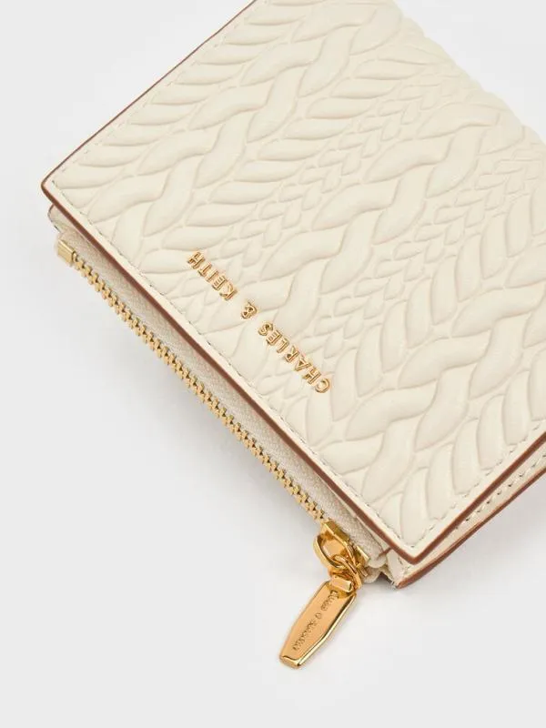 Women Apolline Textured TopZip Wallet 8211 Cream CHARLES and KEITH Small Wallets